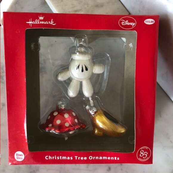 DISNEY Hallmark Special 85th Anniversary Minnie Mouse Glass Blown Orname… - Picture 1 of 15